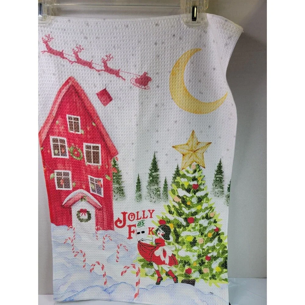 Twisted Wares Jolly as F--k Christmas Kitchen Towel 16x24 NWT Holiday